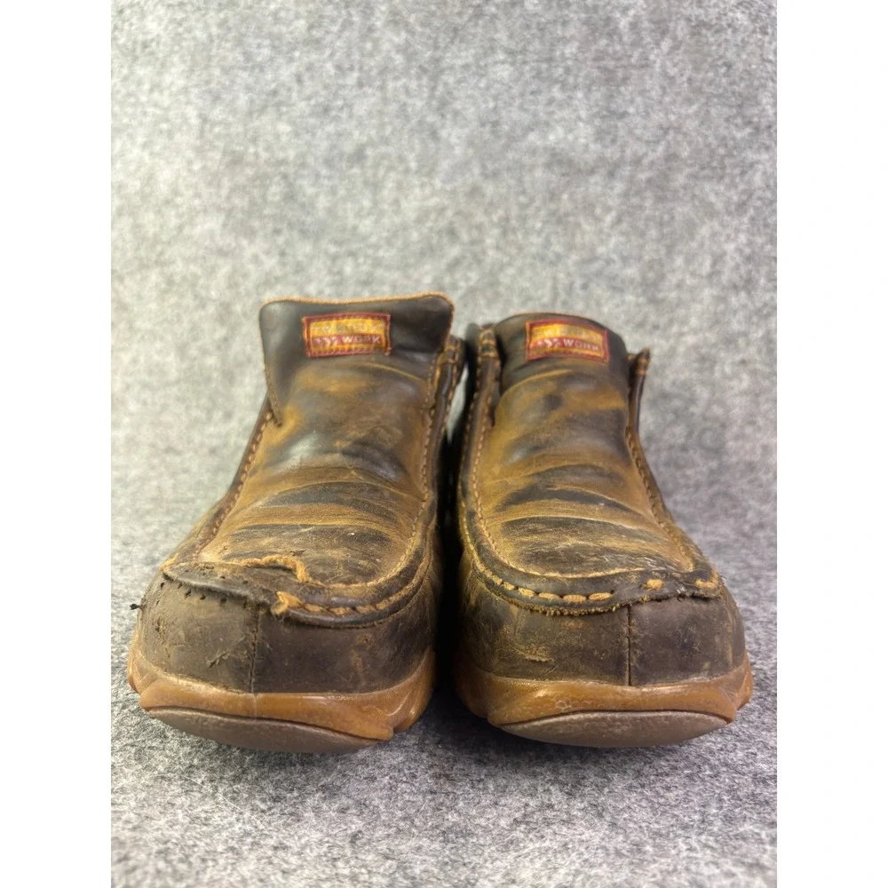 Twisted X Work‎ Driving Mocs Mens Size 8 Brown Leather CellStretch Boots